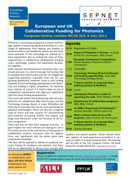 European and UK Collaborative Funding for Photonics FP7UK