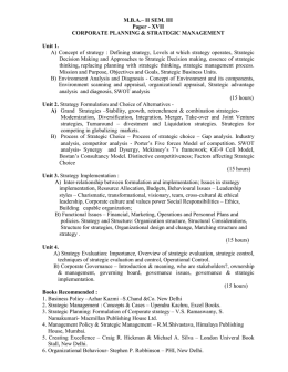 M.B.A.– II SEM. III Paper - XVII CORPORATE PLANNING