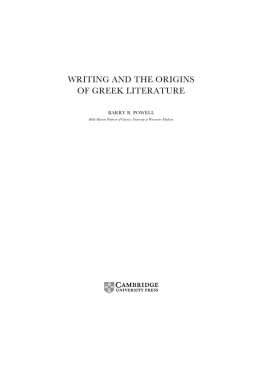 writing and the origins of greek literature - Assets