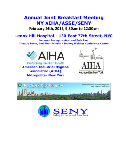 Annual Joint Breakfast Meeting NY AIHA/ASSE/SENY