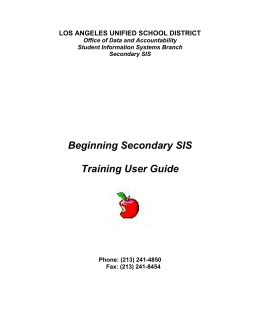 Beginning Secondary SIS Training User Guide
