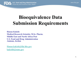 Bioequivalence Data Submission Requirements