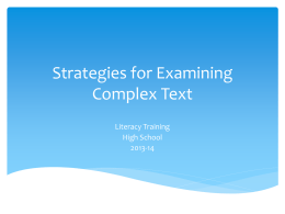 Strategies for Examining Complex Text