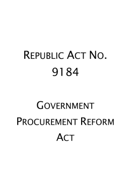 Republic Act No. 9184 - Businesses Fighting Corruption