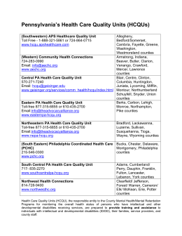 Listing of Pennsylvania HCQUs Contact Information