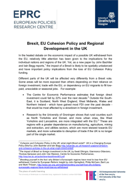 Brexit, EU Cohesion Policy and Regional Development in the UK