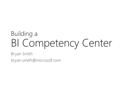 Building a BI Competency Center