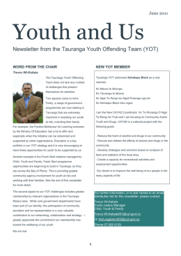 Newsletter from the Tauranga Youth Offending Team (YOT)