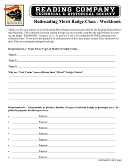 Railroading Merit Badge Class - Workbook