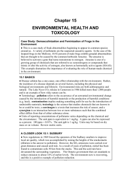 Chapter 15 ENVIRONMENTAL HEALTH AND TOXICOLOGY