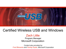 Certified Wireless USB and Windows