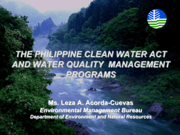 the philippine clean water act and water quality management