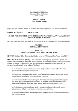 RA 9275 Philippine Clean Water Act of 2004