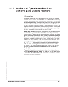 Unit 2 Number and Operations—Fractions: Multiplying and Dividing