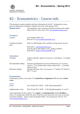B2 – Econometrics – Course info