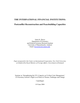 THE INTERNATIONAL FINANCIAL INSTITUTIONS: Postconflict