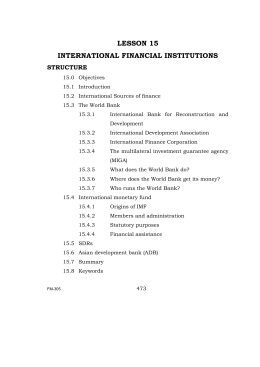 LESSON 15 INTERNATIONAL FINANCIAL INSTITUTIONS