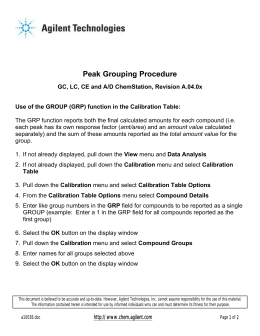Peak Grouping Procedures - CE/GC/LC/A to D ChemStation