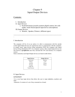 Chapter 9 Input/Output Devices