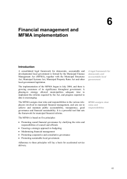 Financial management and MFMA implementation