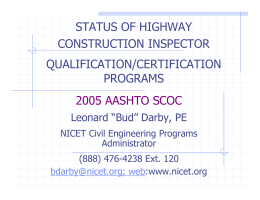 status of highway construction inspector qualification/certification