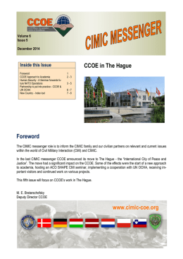 www.cimic-coe.org CCOE in The Hague Foreword