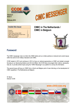 www.cimic-coe.org CIMIC in The Netherlands / CIMIC in Belgium