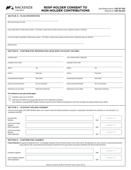 RDSP Holder Consent to Non-Holder Contributions Form