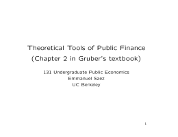Theoretical Tools of Public Finance (Chapter 2 in Gruber`s textbook)