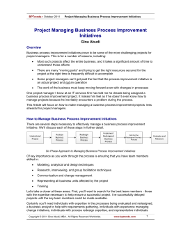 Project Managing Business Process Improvement