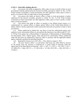 G.S. 128-1.1 Page 1 § 128-1.1. Dual-office holding allowed. (a) Any
