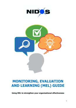 monitoring, evaluation and learning (mel) guide