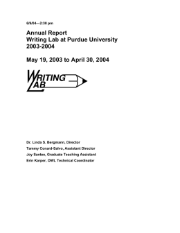 Annual Report Writing Lab at Purdue University 2003-2004