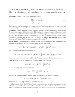 Euler`s Method, Taylor Series Method, Runge Kutta Methods, Multi