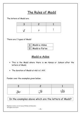 The Rules Of Madd - Islamic Studies Resources