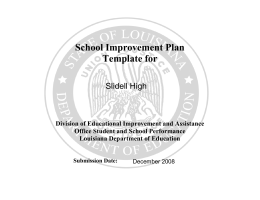 School Improvement Plan Template for Division of Educational