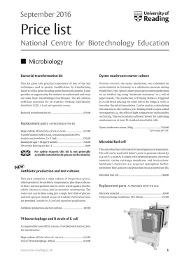 NCBE Price list Price list - National Centre for Biotechnology