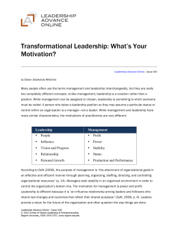 Transformational Leadership: What`s Your