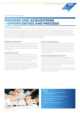 Mergers and acquisitions – process overview