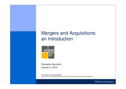 Mergers and Acquisitions: an Introduction
