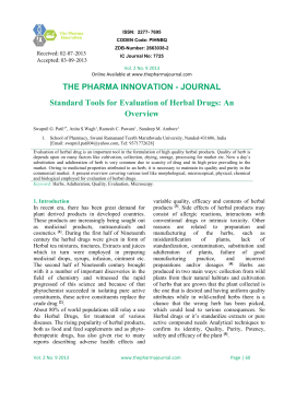 Standard Tools for Evaluation of Herbal Drugs: An