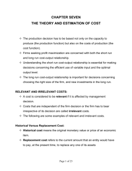 Theory and Estimation of Costs