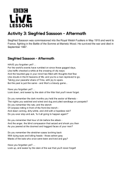 Activity 3: Siegfried Sassoon - Aftermath