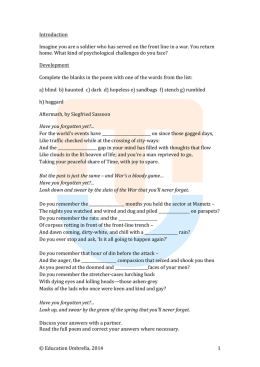 `Aftermath` by Siegfried Sassoon lesson plan