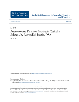Authority and Decision Making in Catholic Schools, by Richard M