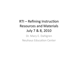 RTI - Neuhaus Education Center