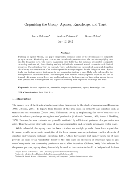 Organizing the Group: Agency, Knowledge, and Trust