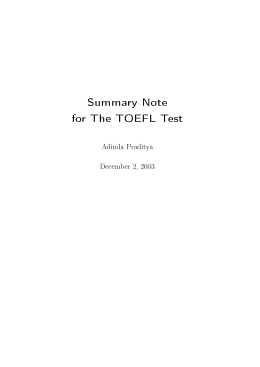 Summary Note for The TOEFL Test