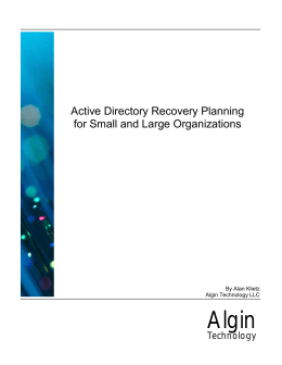Active Directory Recovery Planning for Small and Large - U