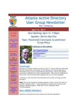 Atlanta Active Directory User Group Newsletter